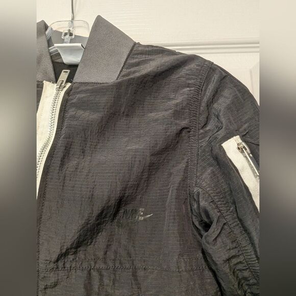 Nike Sportswear jacket lightweight LINED BOMBER Black pilot aviator unisex sz  S - Picture 7 of 14